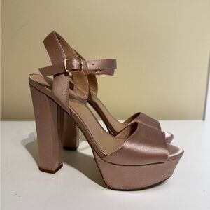 Aldo Satin Block Heel Sandals - Ballerina Pink